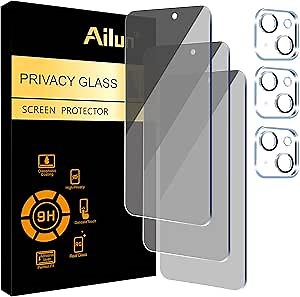 Ailun 3Pack Privacy Screen Protector for iPhone 15 Plus [6.7 inch]+3Pack Camera Lens Protector with installation frame,Dynamic Island Compatible,Anti Spy Private Tempered Glass[9H Hardness]
