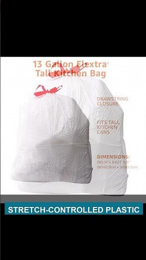 Amazon Basics Flextra Tall Kitchen Drawstring Trash Bags, 13 Gallon, 120 Count | Honest Review & Key