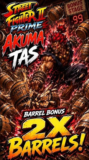 SF II PRIME | AKUMA DESTROYS DOUBLE THE BARRELS 🤯 #ストリートファイター2 #豪鬼 #ボーナスステージ #樽破壊 #格ゲー