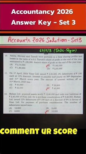 🔥CBSE Class 12 Accountancy Answer Key 2026 | Today’s Board Paper Solution🔥 #answerkey2026 #cbse2026