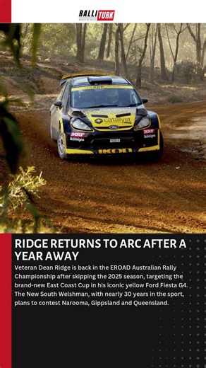 RIDGE RETURNS TO ARC AFTER A YEAR AWAY | Veteran Dean Ridge is back in the EROAD Australian Rally