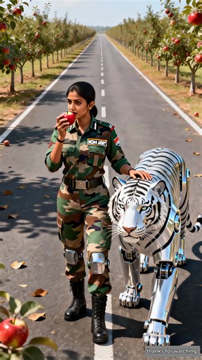 The lady soldier saved the grandmother from a robotic cow 😭 #ai #army #save #cow