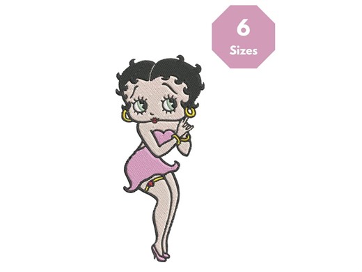Betty Boop Embroidery Design Files, 6 Sizes - Etsy