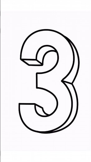 How To Draw Number , Three 3 In 3D