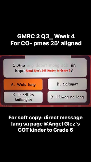 🎮 AVAILABLE NOW! GMRC 2 Q3 Week 4 Pagpapakita ng Pasasalamat bilang Pagkilala sa Kabutihan ng Kapwa #bagongsarilinggawa #COT #teachingdemonstration 💫 Aligned with the New PMES 2025–2026! Structured using the DepEd Lesson Exemplar Format (Before, During, After the Lesson) 🧾 COMPLETE TEACHING PACKAGE INCLUDES: ✅ Detailed Lesson Plan with MOVs & COI 1–9 Annotations ✅ Interactive PowerPoint with Offline Game – 🎯 Fun, ready-to-play, and learner-friendly! ✅ Instructional Materials (IMs) – Ready to