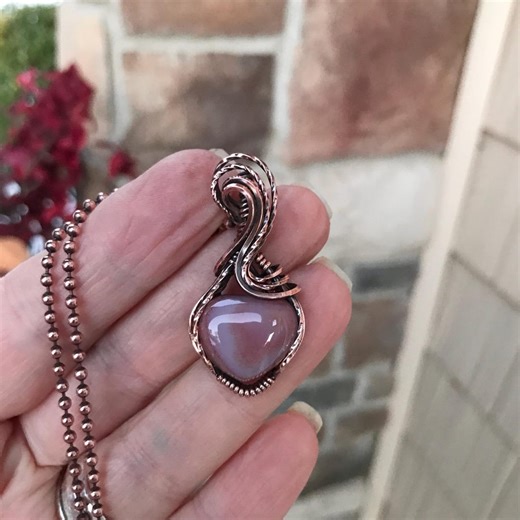 Carnelian Heart Copper Wire Wrapped Necklace, Orange Red Small Crystal Pendant - Etsy