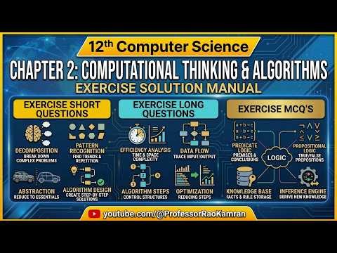 2nd Year Computer Chapter 2:Complete Exercise Solution | Computational Algorithms, Short,Long ,MCQ's