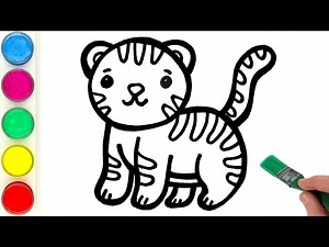 Baby Tiger Drawing, Painting, Coloring for Kids and Toddlers | Learn How to Draw Animals - Videos For Kids