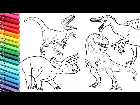 Drawing and Coloring Dinosaur Collection 2 - How to Draw and Color Jurassic World Dinosaurs