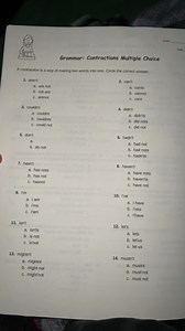 Grammar: Contractions Multiple ChoiceA contraction is a way o... | Filo