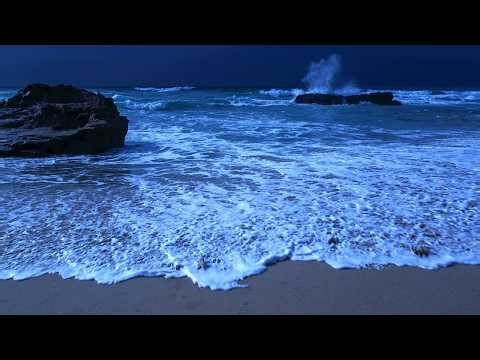 Fall Asleep with Powerful Waves at Night on Museddu Beach - Ocean Sounds for Deep Sleeping