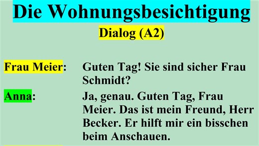 Die Wohnungsbesichtigung - Dialog A2 | Deutschprüfungen - German Tests and Grammar
