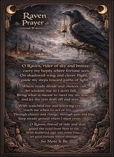Raven Prayer for Good Fortune – Ask Raven Printable Spiritual Art | Digital Download - Etsy
