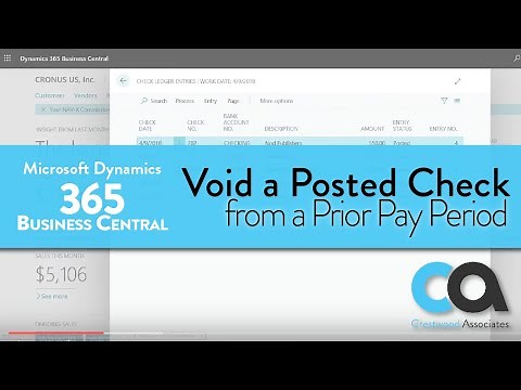 How to Void a Posted Check from a Prior Period in Microsoft Dynamics 365 Business Central