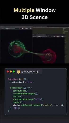 Multiple Window 3D Scene with JavaScript & Three.js | Sync 3D Views #Shorts #threejs #coding #python