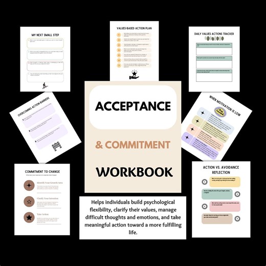 Acceptance and Commitment Therapy Worksheets, ACT Questions, Mental Health Workbook, Values Cheatsheet, Therapy Tools Journal Resources PDF - Etsy
