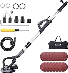 Drywall Sander, Towallmark 750W Electric Drywall 7 Variable Speed 900-1800 RPM Sander with LED Light, 14 Pcs Sanding discs, Extendable Handle, Dust Hose, Storage Bag