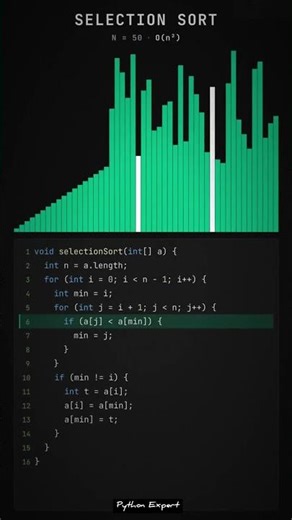 Selection Sort in Action 🔥 | DSA Visualization Explained #coding #programming #developer #dsa #ai