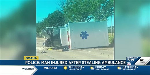 Suspect in hospital after stolen ambulance crashes in northwest Omaha