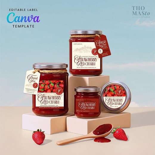 Editable Jam Label Template: Printable Jar Stickers, Canva Bundle - Etsy