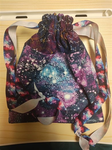 Handmade Cosmic Cotton Drawstring Bag With Galactic Ribbon and Purple Liner - Etsy
