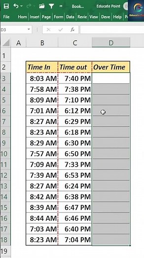 Calculate Over Time in Excel 🔥#excel #shortsvideo #exceltips #tipsntricks #exceltutorial