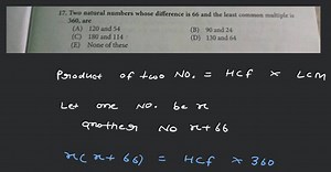 Two natural numbers whose difference is 66 and the least common... | Filo