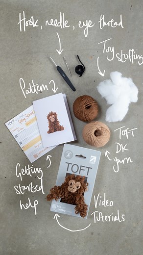 What’s inside a TOFT kit box? Inside your TOFT kit box you’ll find all the materials to complete your craft project including our luxury pure wool, quality tools and easy-to-follow instructions. Suitable for complete beginners and advanced crafters alike, they make wonderful gifts as well as being an affordable way to start a new hobby yourself as you don’t need to source any extra haberdashery! Browse our ‘Gift Kits’ to choose from an ever-expanding range of animals, dolls, fruit & vegetables,