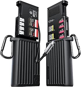 ULANZI MCR-01 High-Speed SD Card Reader Case, USB 3.2 CFexpress A Card Reader, 2 in 1 SD/Micro SD Card Reader Holder, Waterproof Case, Type-C SD/TF Card Storage Case for iPhone/Android, Action Cameras