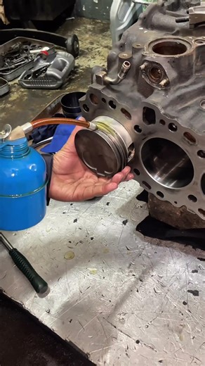 Diesel Engine Piston Install #automobile #engineblock #mechanic #carpart #usa