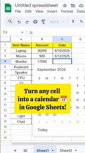 Google Sheets hidden trick! Add a calendar date picker using Data Validation.⏱️ #googlesheets #viral