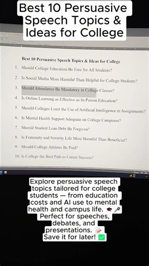 Best 10 Persuasive Speech Topics & Ideas for College