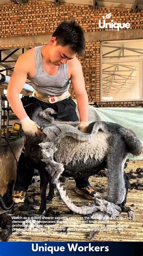Expert Sheep Shearer at Work: Wool Harvesting in Action!