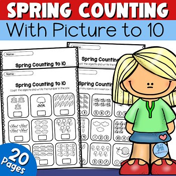 Spring Counting Worksheets - Count and Color to 10