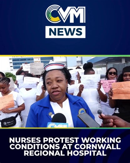 Nurses and doctors at Cornwall Regional Hospital are protesting working conditions, citing severe overcrowding and space constraints in the Accident and Emergency ward. They are calling for urgent intervention to address patient care and staff safety. #CVMNews #Healthcare #CVMTV | CVM Television