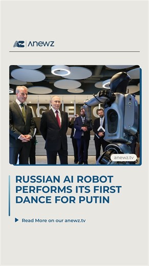 AnewZ on Instagram: "The AI-powered humanoid robot Green performed a dance for President Vladimir Putin on Wednesday at a Sberbank technology showcase. Fun moments were captured as the robot moved to its favourite track, demonstrating its softwar. Its debut follows the earlier robot Aidol, which stumbled during a previous presentation."