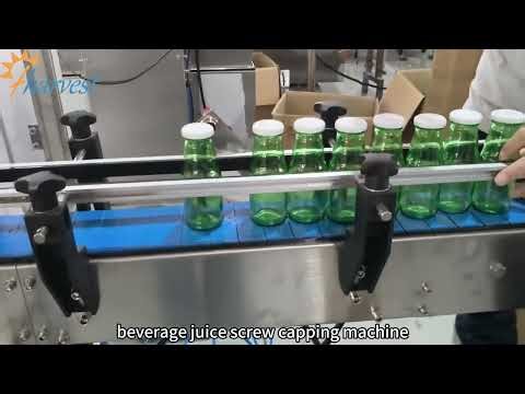 Linear double-head juice bottle screw capping machine, fully automatic glass bottle capping machine
