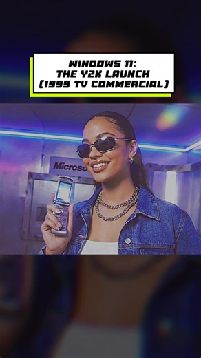 Step back into the new millennium. 💿✨ We used AI to reimagine the Windows 11 launch with the aesthetic of late 90s pop culture. Get ready for transparent tech, denim fits, and the operating system of the future. The year is 2000, and everything is chrome. #Y2K #Windows11 #RetroFuture #Aesthetic #1999