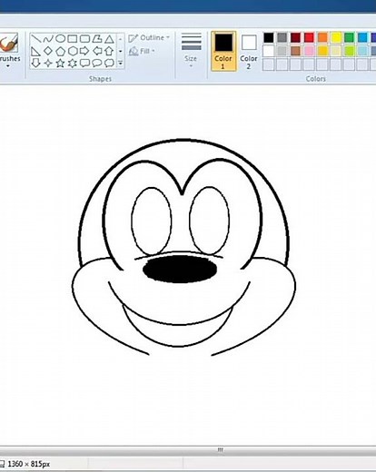 Mickey Mouse Drawing In Ms Paint | Easy Tutorial