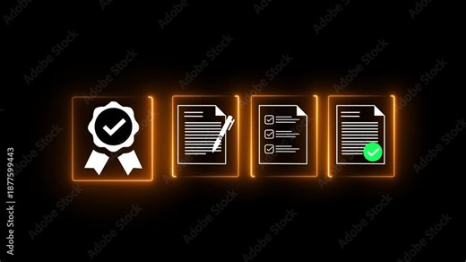 Digital certificate concept, Checklist documents, assessment for certificate and document approved. Quality management, Standardization, certification, regulatory compliance, service and standards