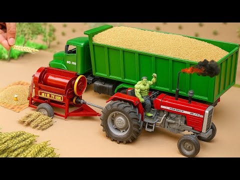 Mini Tractor Threshing Wheat | Amazing Village MachineProject | DIY Thresher Working video 34