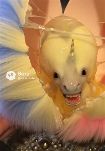 ตื่นมาลองกินไข่ดาวยูนิคอนเอเลี่ยนดูซิ๊จะรสชาติเป็นยังไง เอิ่มมมมมม พอตอกไข่มา อิ่มละก็ได้ #unicorncafe #unicorn #egg #alien #funny