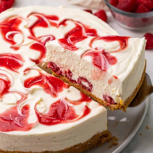 No Bake White Chocolate Raspberry Cheesecake Recipe