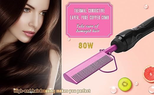 Electric Hot Straightening Heat Pressing Comb for Natural