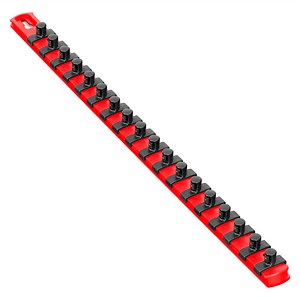 18” Socket Organizer w/Twist Lock Clips - Red-3/8"