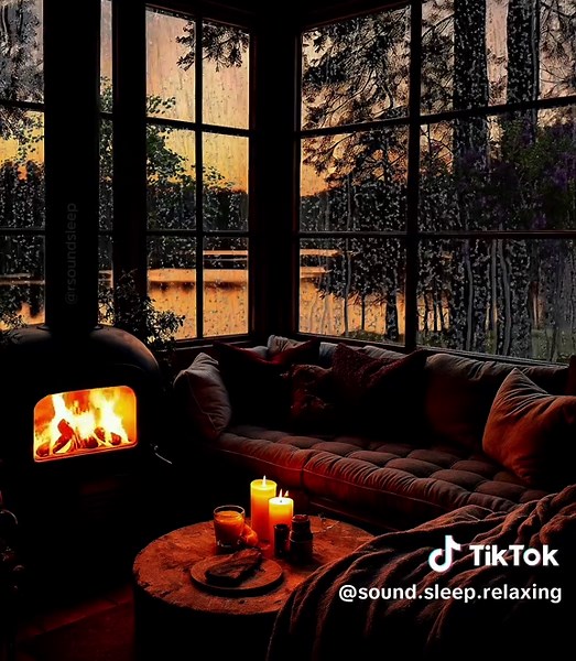 Omg! This places is so peaceful 😌🌧️ Follow me for more relaxing videos #rain #sunsetlover #rainydays #relaxingvideos #calmingsounds #cozyambience #asmrvideo #relaxing #fireplace #naturesounds #rainy #forest #lake #lakelife