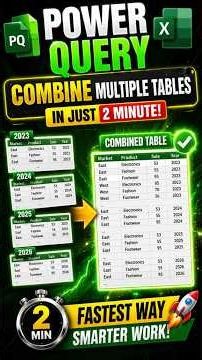 Combine Multiple Excel Tables in 2 Minutes Power Query Magic #exceltips #exceltutorial #exceltricks