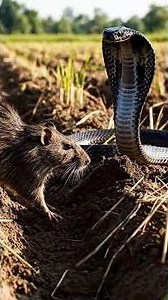 Cobra vs Mouse Family – A Deadly Standoff in the Rice Field!