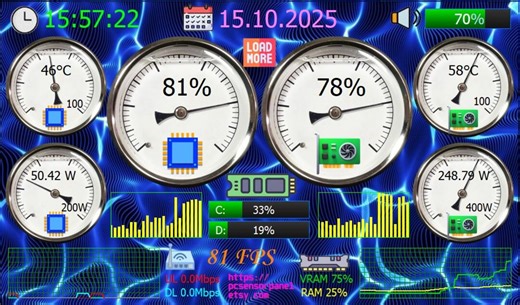 Skin (sample) for Aida64 Secondary Display (screen) 1024*600 #001 - Etsy