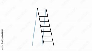 Unsteady ladder line 2D object animation. Unbalanced step stool flat color cartoon 4K video, alpha channel. Falling accident hazard safety. Staggered equipment animated item on white background